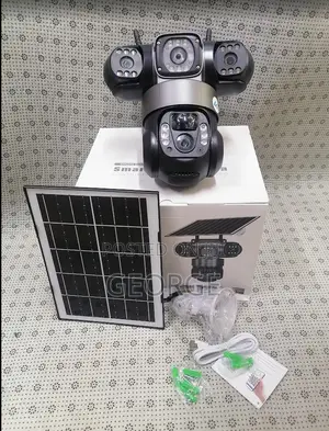 Rotating V380 Triple Lens 4g Simcard Solar PTZ Camera