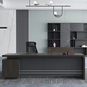 Office Desk:1.8m Premium Gray Corner Office Luxury Desk