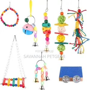Parrot Swing Set Chewing Hanging Bell Bird Cage - 12pcs Toys