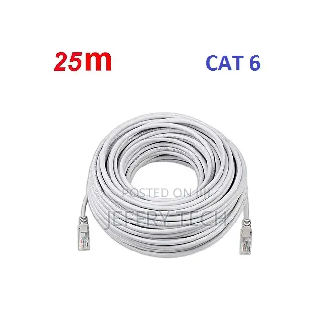 25 Meter Cat6 Rj45 Ethernet Network Cable - White