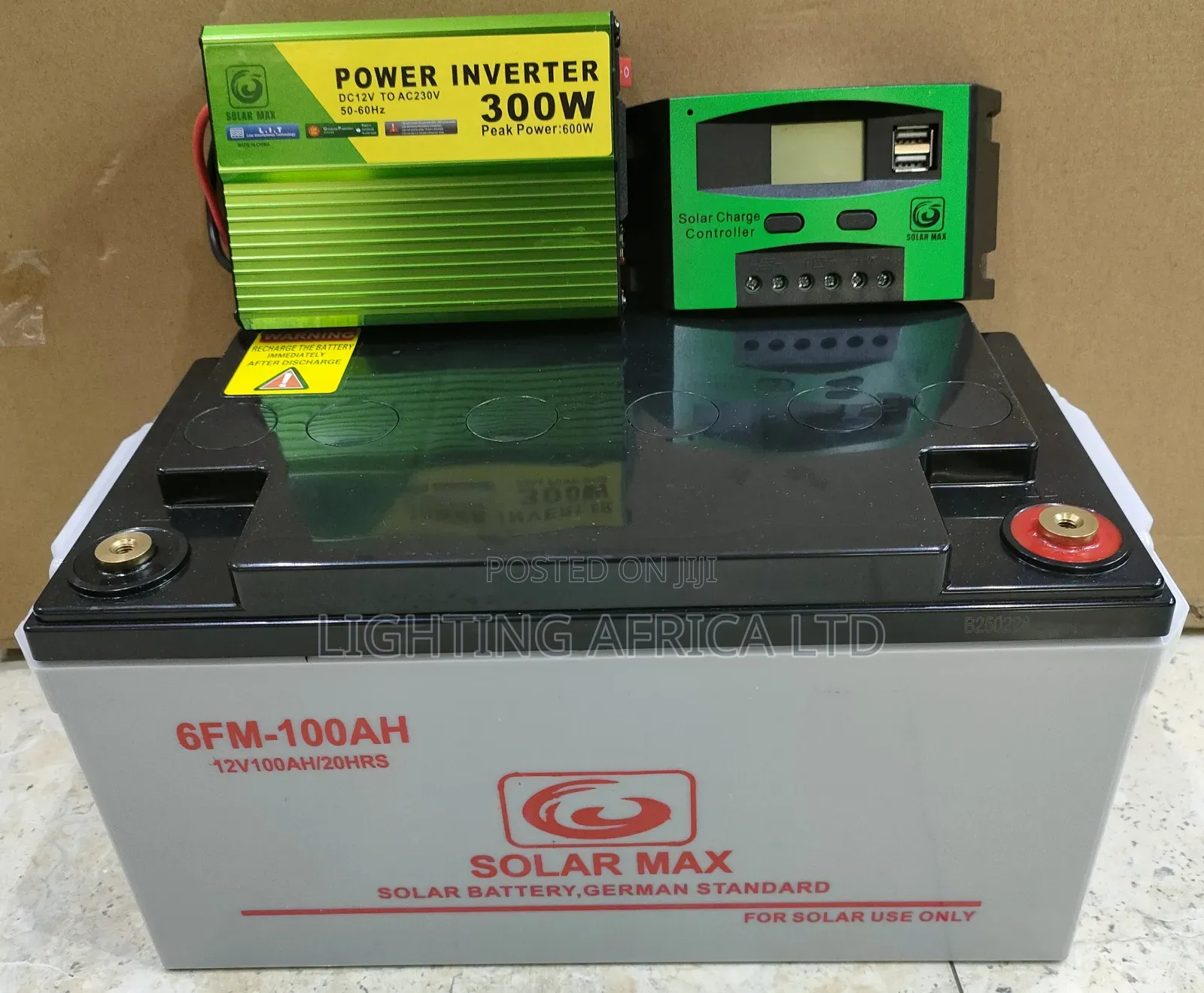 100ah Solar Battery - 300w Power Inverter - 30a Charge Controller Kit