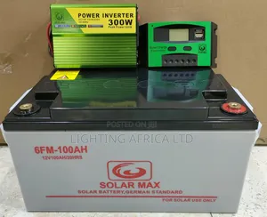 100ah Solar Battery - 300w Power Inverter - 30a Charge Controller Kit
