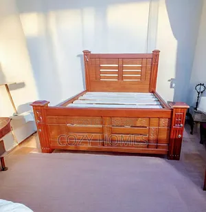 Bed, a Heritage 5 by 6 Wooden Bed, Ready Made