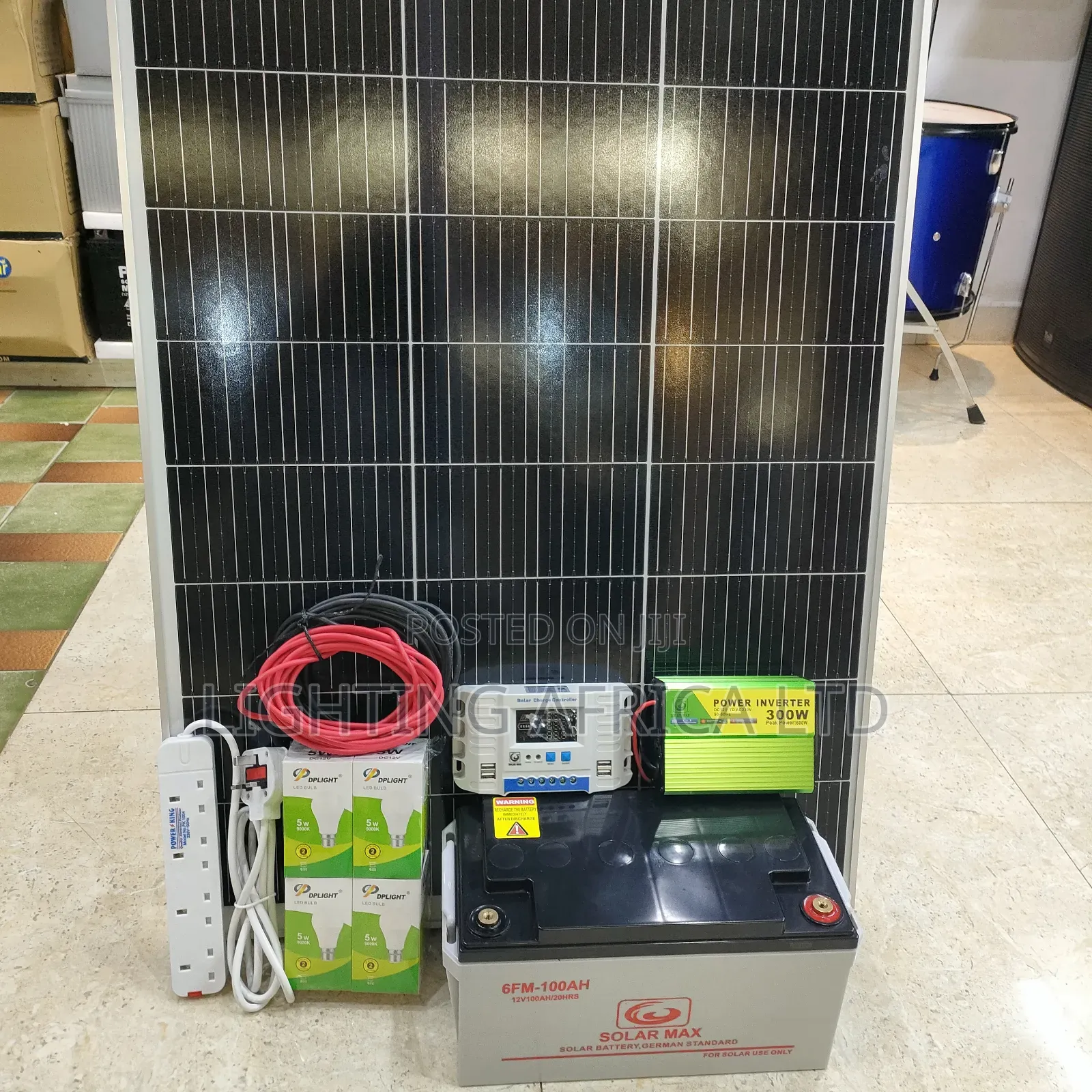 120 Watts Complete Kit - 100ah Battery - 300w Inverter -20a Controller