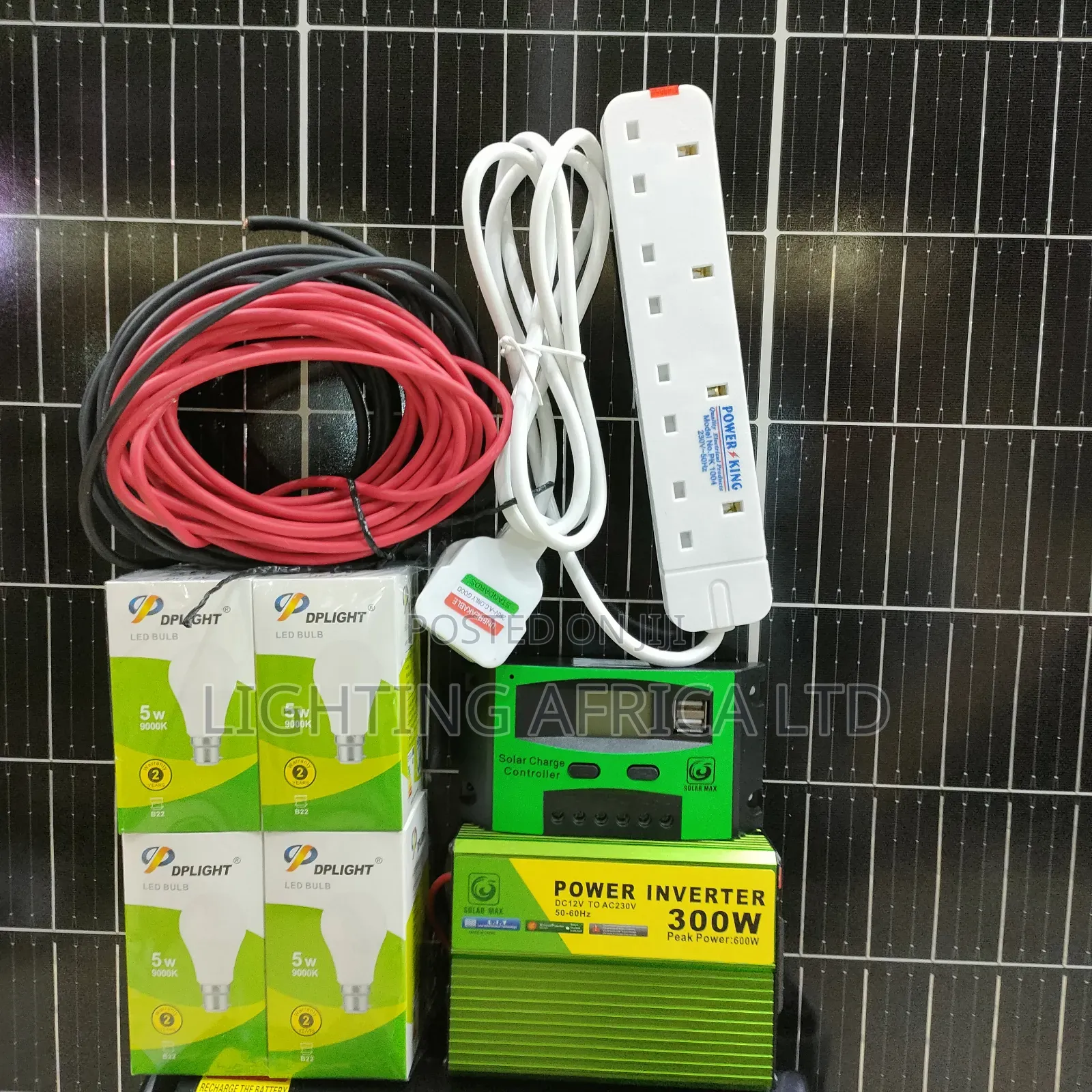 120 Watts Complete Kit - 100ah Battery - 300w Inverter -20a Controller