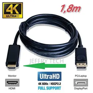 Cable Hdmi to Displayport Adapter Dp Male to Hdmi Male 1.8m