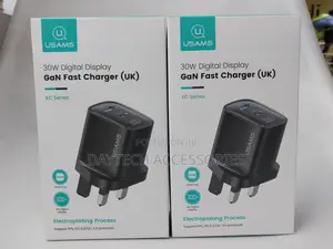 Usams 30w Usb+Usb-C Dual Port Gan Digital Display Charger