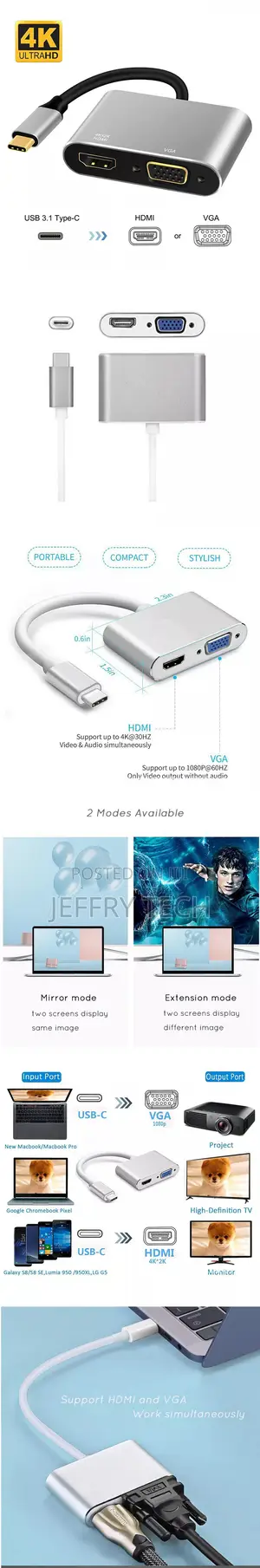 Haing 
Type C to Hdmi - Vga Converter
