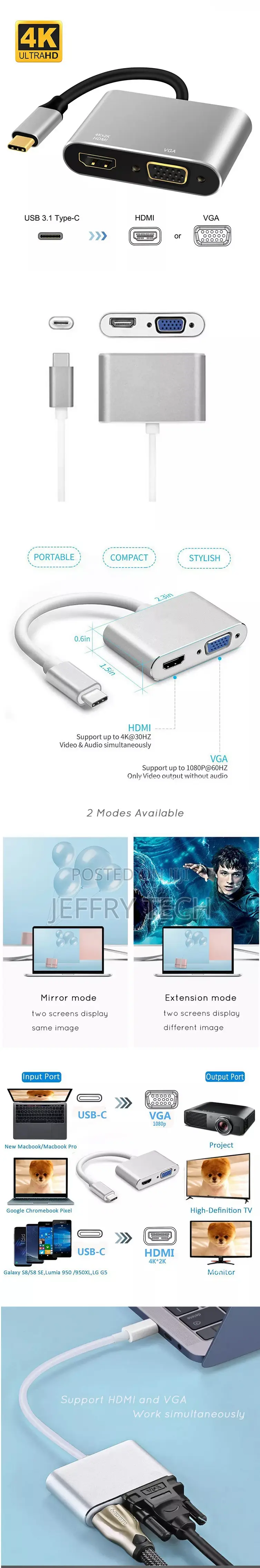 Haing 
Type C to Hdmi - Vga Converter