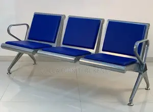 Office Bench:Stainless Heavy Steel 3 Seater Waiting Chair