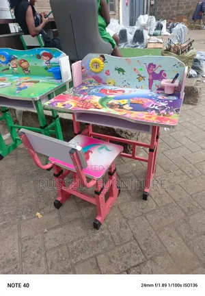 Kids Study Table and Chair Pink