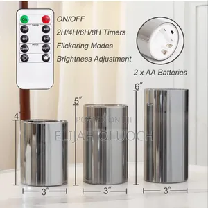 A Set of 3 Led Smokeless Non Drip Candles
