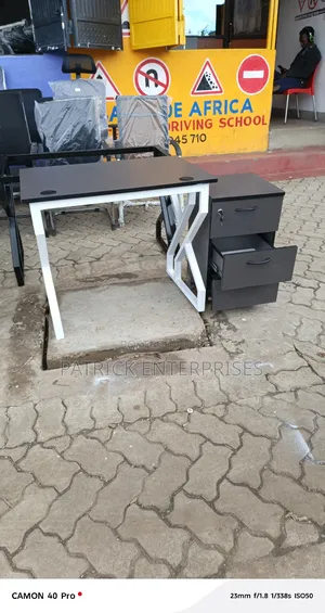 Modern Metallic Computer Study Desk Plus Mobile Drawers