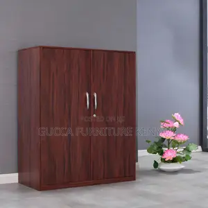 Cabinets: Walnut/ White 2-Door Filling Credenza Cabinet
