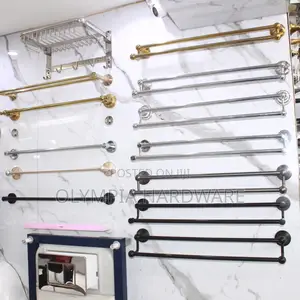 Towel Rail Holder (Black and Silver) Single and Double