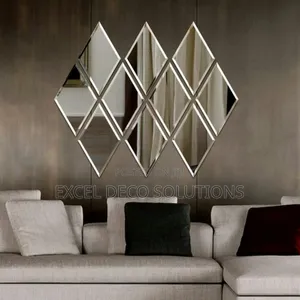 "Faceted Diamond Wall Mirror – Acrylic Accent"