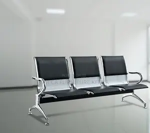 Office Bench:3-Link Durable Metallic Guest Lobby Bench
