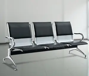 Office Bench:3-Link Durable Metallic Guest Lobby Bench