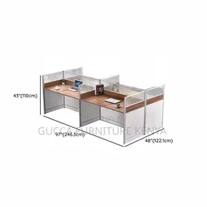 Workstations:4-User Simple Wood Frame Modular Workstation