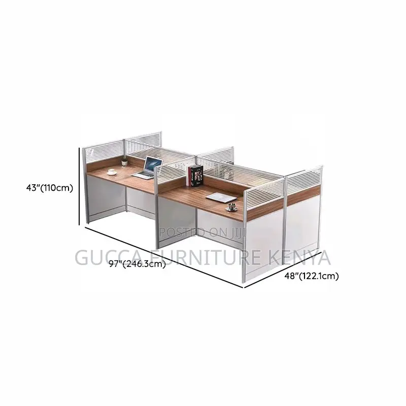 Workstations:4-User Simple Wood Frame Modular Workstation