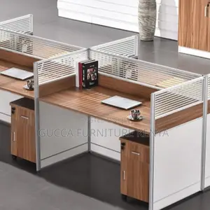 Workstations:4-User Simple Wood Frame Modular Workstation