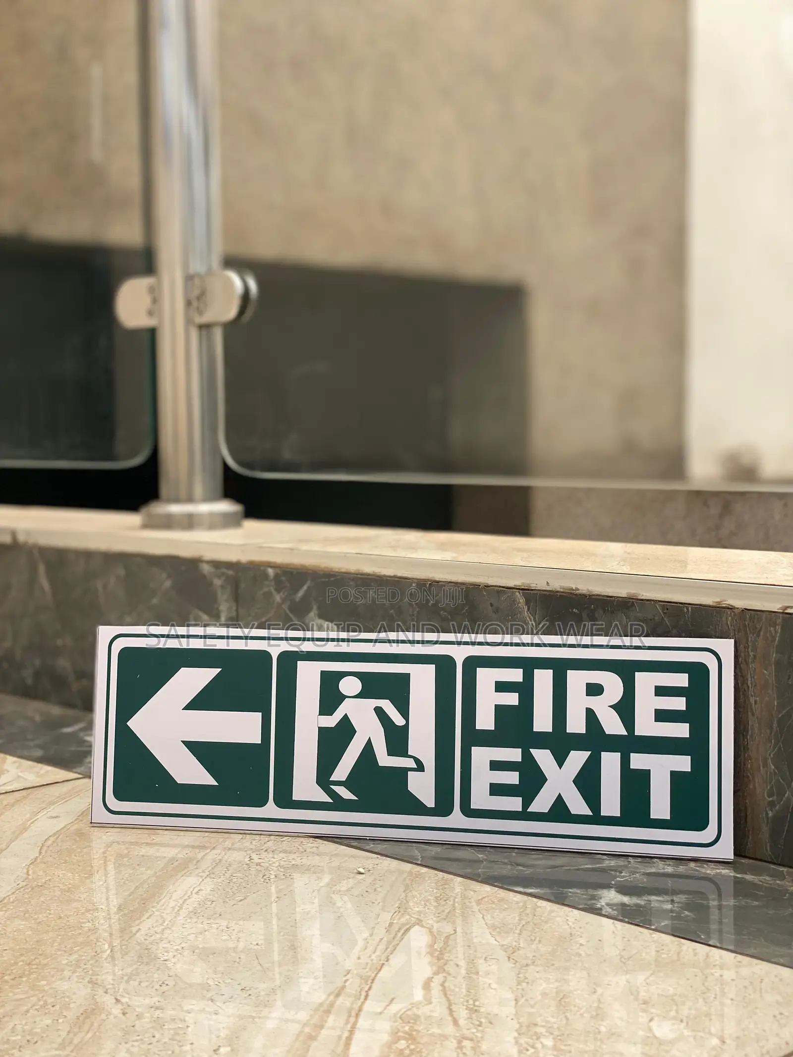 Fire Exit Sign – Left Exit Instruction Plate .
