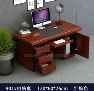 Vintage Brown Executive Office Desk With Drawers Hv5t