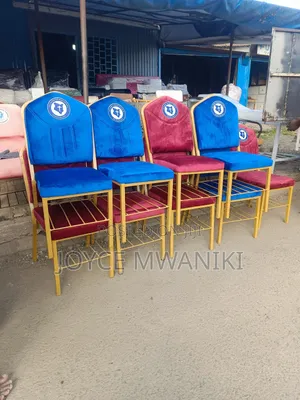 Mix of Maroon and Blue Church Chairs With Logo 