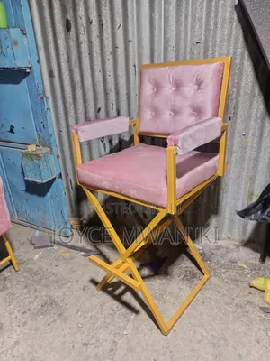 Makeup Seat, Baby Pink and Gold Frame 