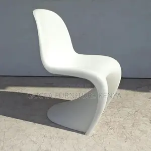 Dining Chair:S-Shaped Plastic Armless White Panton Chair