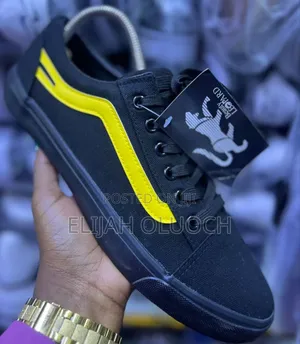 Black /Yellow Strip Quality Leopards Shoes