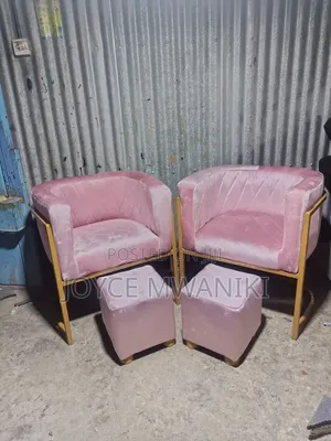 2 Pedicure Seats, 2 Stools, Baby Pink ,