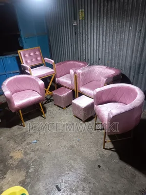 2 Manicure and 2 Pedicure Seats, Plus Makeup Seat, Pink 