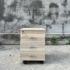 Cabinets:Wooden Three Drawer Mobile Locker Office Cabinet