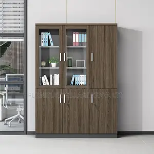Cabinets:3-Door Wooden Front Glass Display Office Cabinet