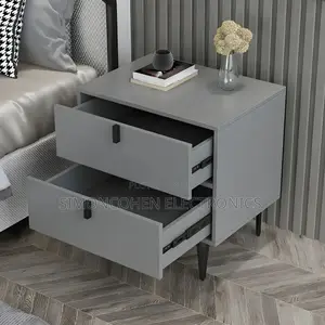 Modern Bedside Table Wood Nightstand With 2 Drawers
