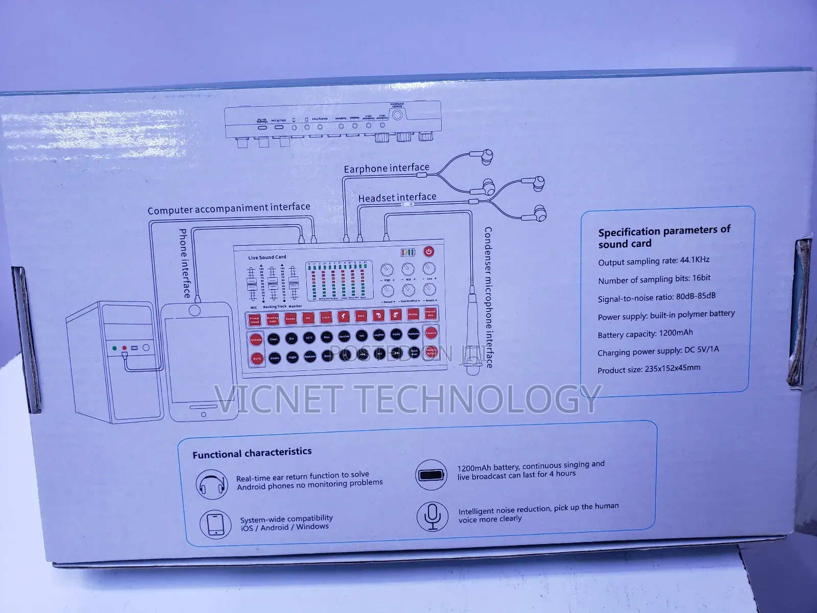 3 Mics Inputs External Sound Card