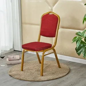 Office Chair:Cushioned Stackable Chair for Banquets – Red