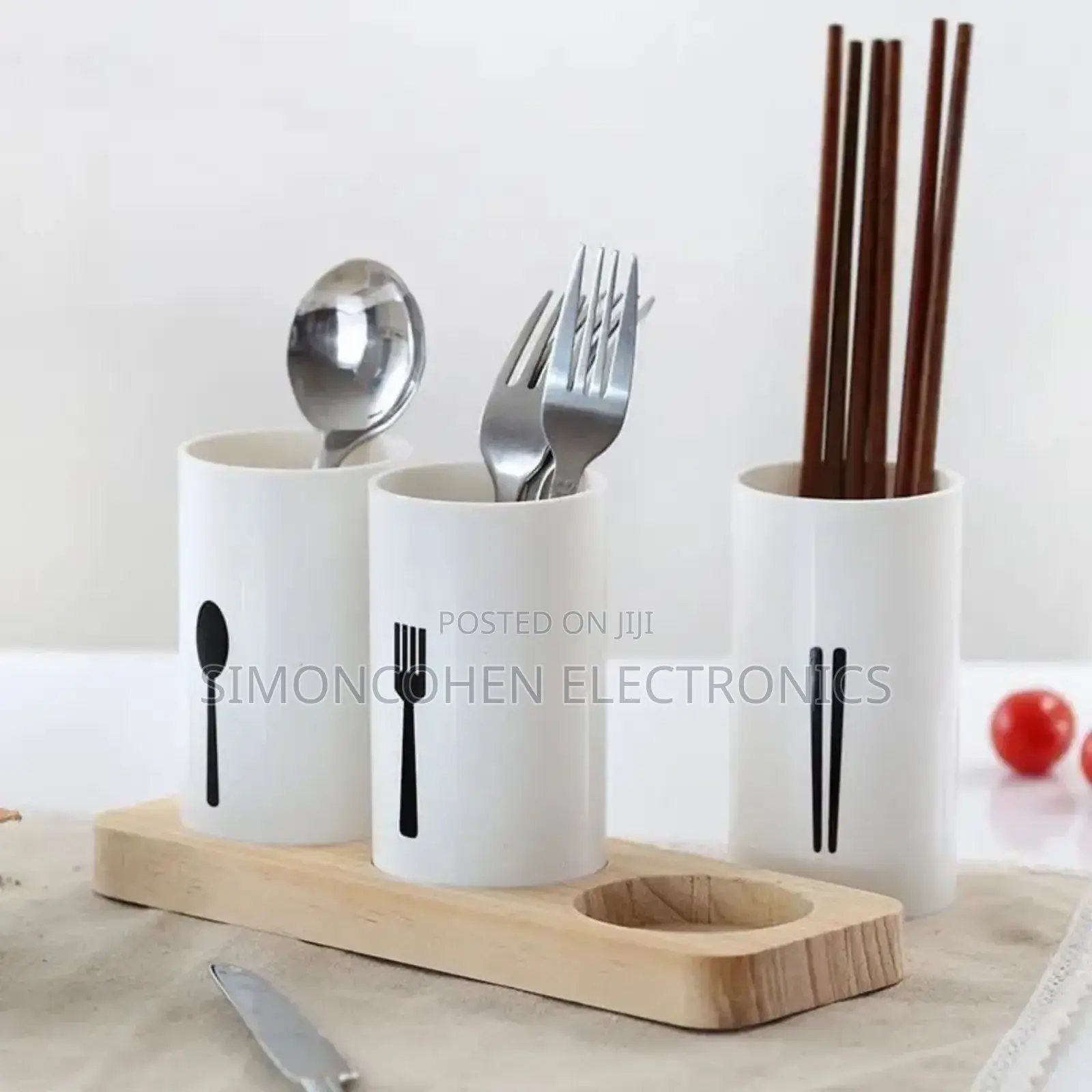 3pcs Cutlery Organizer Set With Oak Base