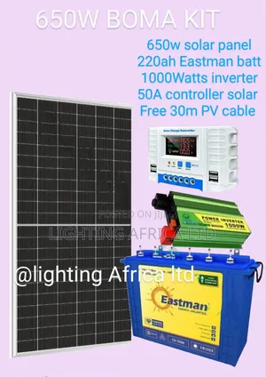 Basic 650w Solar Kit + 220ah Wet Tubular Battery + 1000w Inverter Kit