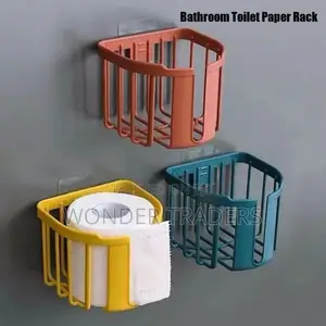 *Punch-Free Toilet Paper Holder Shelf Bathroom
