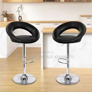Office Stool: Elegant Swivel Stool in Black With Footrest