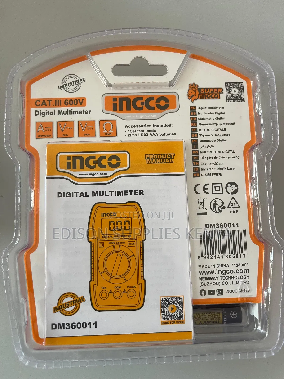 Digital Multimeter Ingco 600v 2000 Counts Dm360011