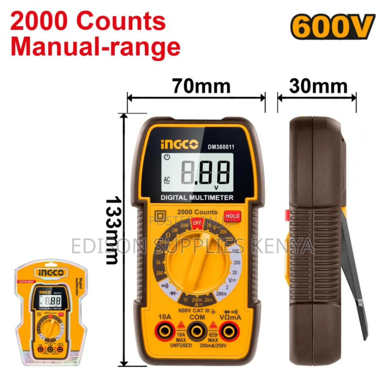 Digital Multimeter Ingco 600v 2000 Counts Dm360011