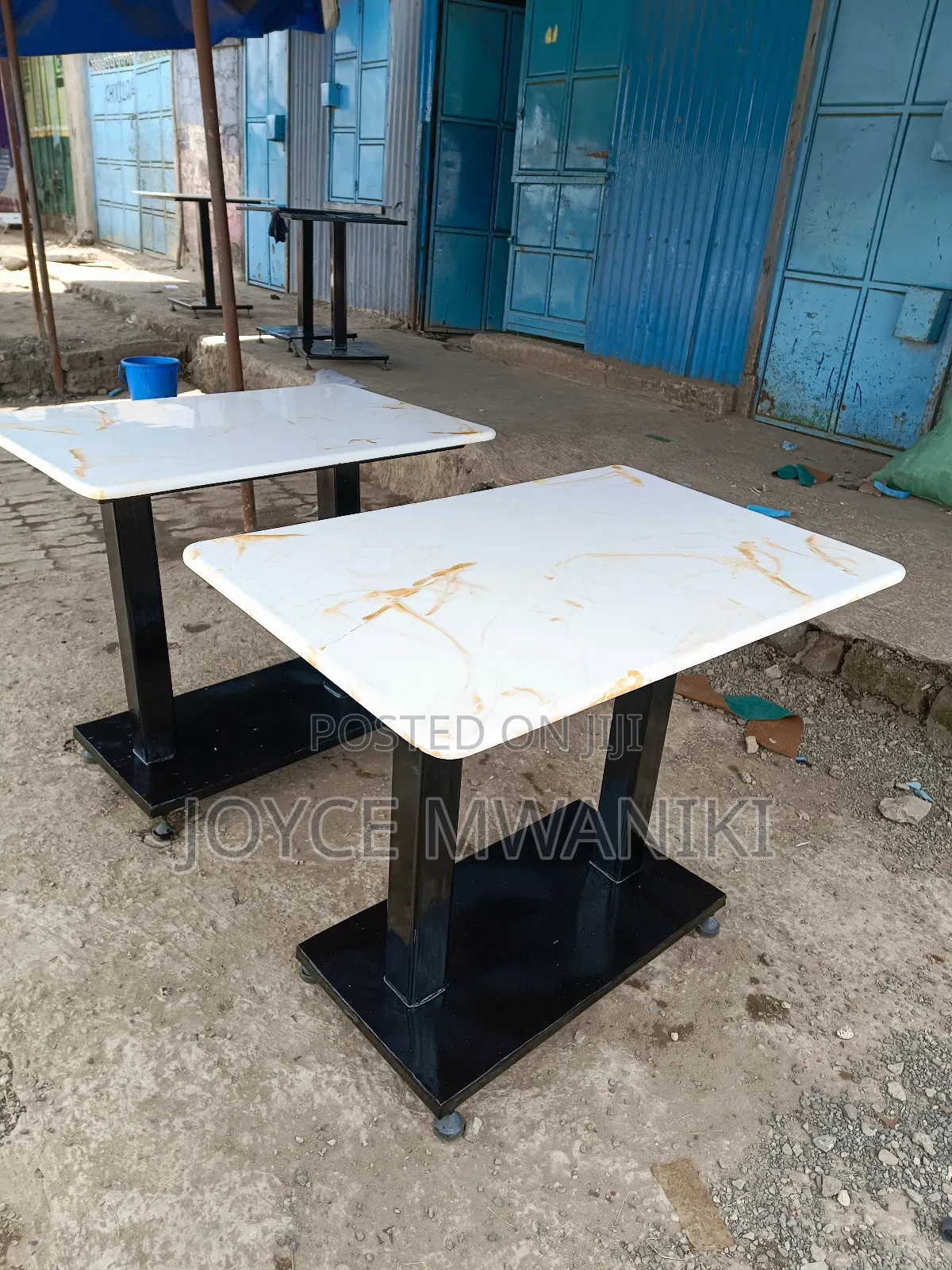 Restaurant Marble Table With Double Stands 