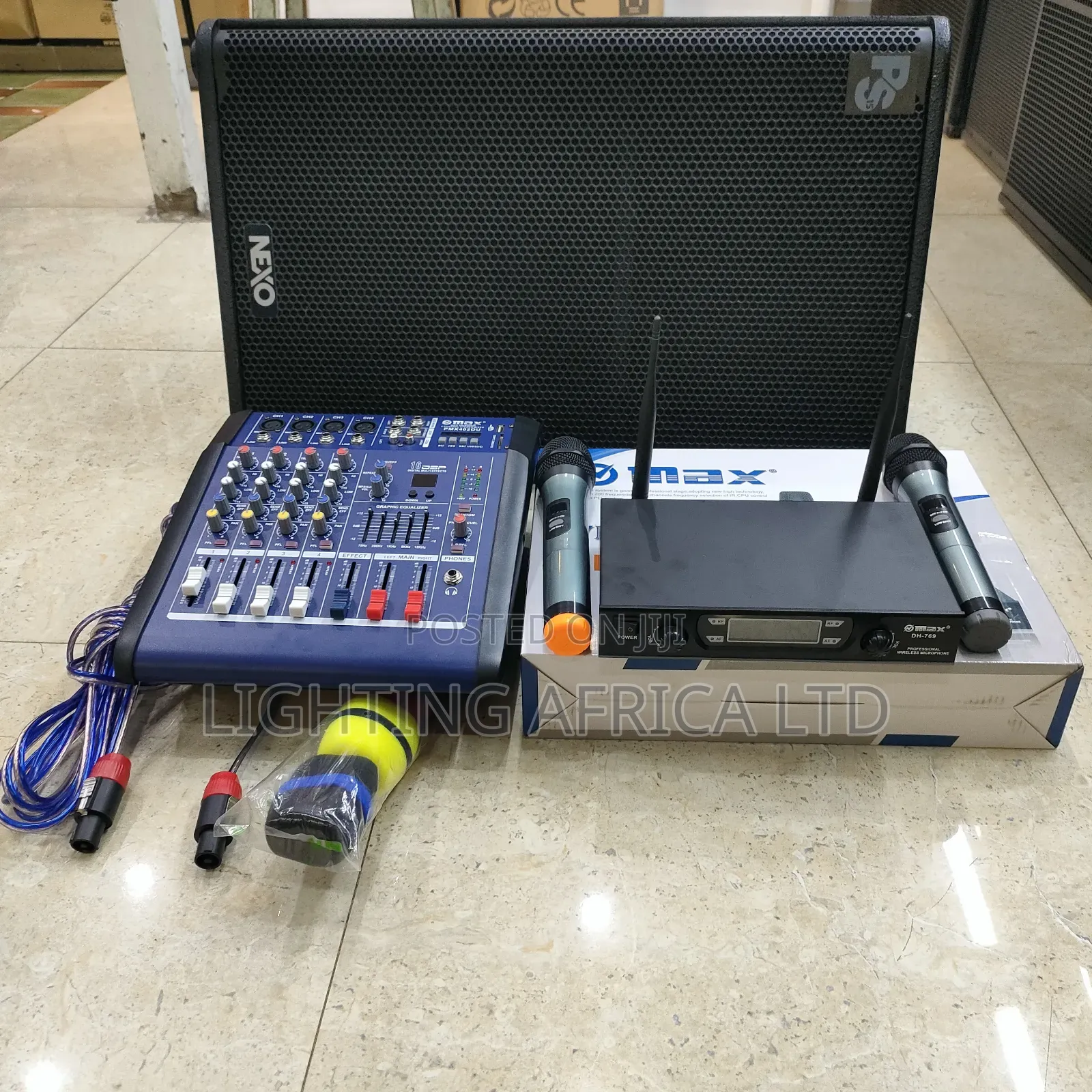2000w Nexo Speaker + 4 Ch Mixer + Wireless Microphone