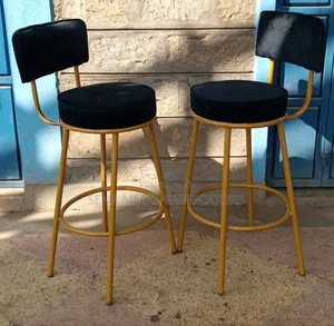 Black Kitchen Counter or Bar Stools With Velvet Fabric.
