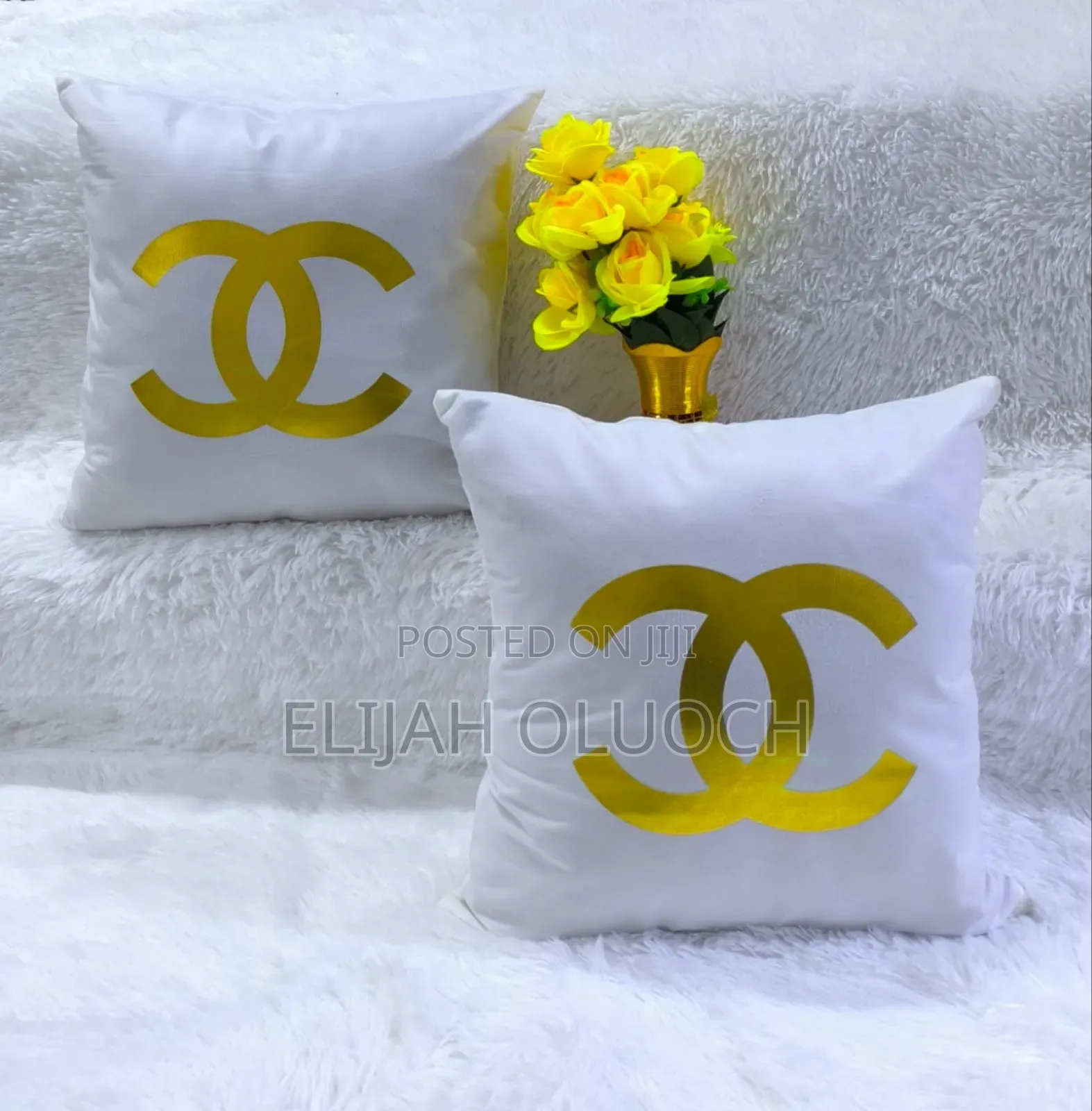 Designer Golden Print Pillow Cases Covers