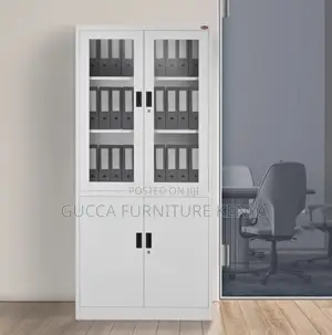 Cabinets: 2-Door Metal Cabinet With 2 Swing Glass Doors