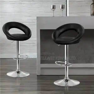 Office Stool:Tulip Base Round Leather Modern Office Stool